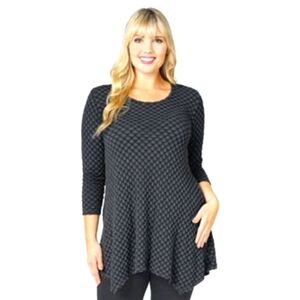 NWOT Tianello Steve Barraza Asbury Tunic Blouse Blue Black Size Extra Large